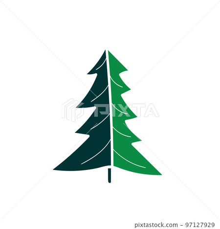 Stylized spruce tree. Colorful image for cards, poster, scrapbook design. Vector illustration. 97127929