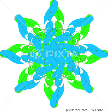 Flower decorative wavy round ornament. Anti-stress therapy patterns for yoga meditation poster, banner, card, coloring book, prints. Sketched floral shape. Flower decorative wavy round ornament. Anti-stress therapy patterns for yoga meditation poster, banner, card, coloring book, prints. Sketched floral shape. 97128646