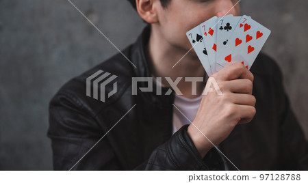 playing cards and man playing cards and man 97128788