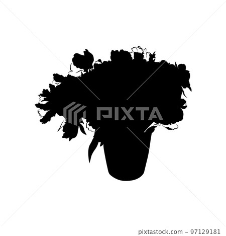 Flower bouquet. black silhouette. Vector element for greeting cards, poster, presentation, invitations design. 97129181