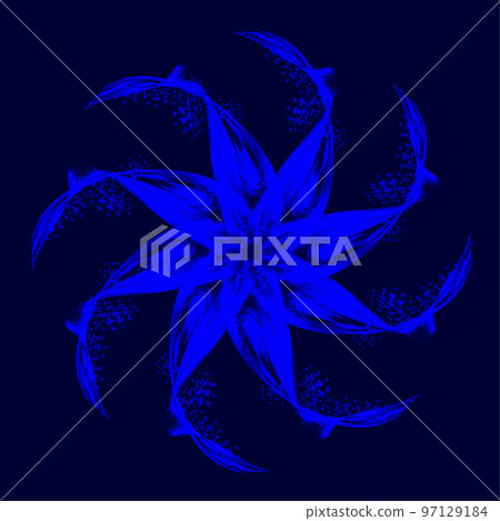 Abstract pattern for decoration. Decorative blue ornament in circle. Abstract pattern for decoration. Decorative blue ornament in circle. 97129184
