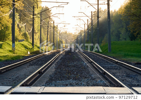 A view of railways between trees A view of railways between trees 97129712