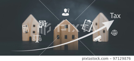 Concept idea Wooden house with arrow market, Simulated wooden house on white background Housing business ideas, Toy house made of wood placed on a black background with copy space, Miniature houses Concept idea Wooden house with arrow market, Simulated wooden house on white background Housing business ideas, Toy house made of wood placed on a black background with copy space, Miniature houses 97129876