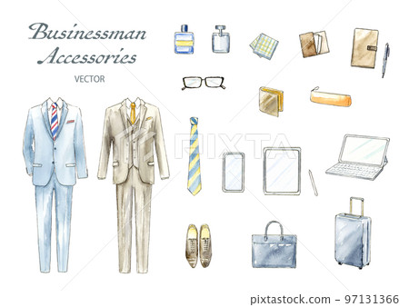 Men's business suit and accessories watercolor - Stock Illustration  [97131366] - PIXTA