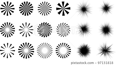 Monochrome sunburst and concentration line set 97131818
