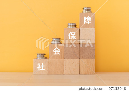 Blocks and coins that say Social Security 97132948