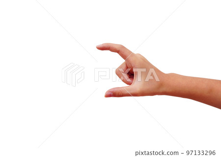 Hand holding something 97133296