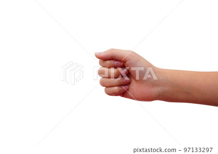 Hand holding something 97133297