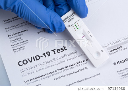Negative test result by using rapid test device for COVID-19. 97134988