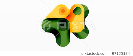 Creative geometric wallpaper. Minimal bubble arrow and circle abstract background. Techno business template for wallpaper, banner, background or landing 97135324