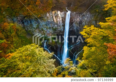 Scenic view of Kegon Falls at fall in Nikko Japan 97136999