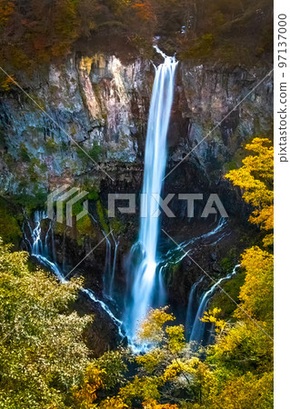 Scenic view of Kegon Falls at fall in Nikko Japan Scenic view of Kegon Falls at fall in Nikko Japan 97137000