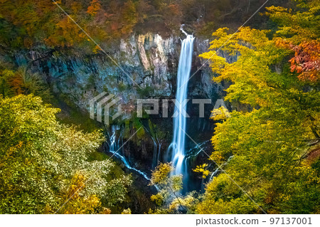 Scenic view of Kegon Falls at fall in Nikko Japan 97137001