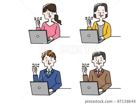 一群人在使用筆記本電腦時做了一個好兆頭 一群人在使用筆記本電腦時做了一個好兆頭 97138648