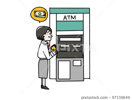 試圖在 ATM 取款的女人 試圖在 ATM 取款的女人 97138649