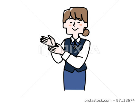 A woman in uniform introducing products (color) A woman in uniform introducing products (color) 97138674