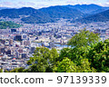 You can see the towns of Ozu and Shinonome in the eastern part of Hiroshima City, as well as near the Mansho Interchange on Route 2. You can see the Enko River and the Shinkansen viaduct. 97139339