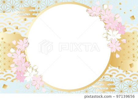 Sakura Japanese style frame illustration material 97139656