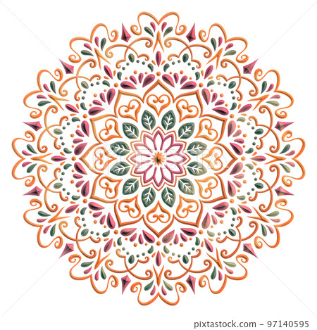 Mandala Art Fancy Vivid Botanical Stock Illustration 97140595 