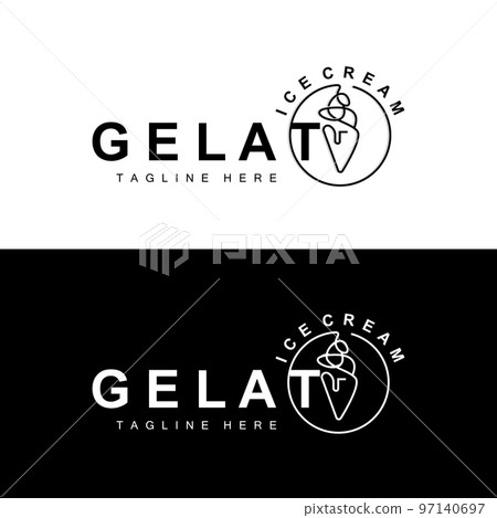 Ice Cream Gelato Logo Design, Sweet Soft Cold Food, Vector Brand Company Products 97140697
