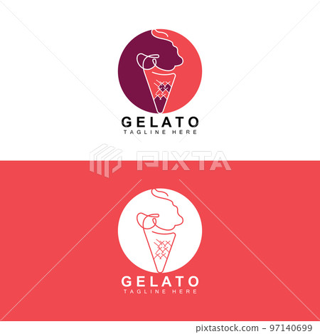 Ice Cream Gelato Logo Design, Sweet Soft Cold Food, Vector Brand Company Products 97140699