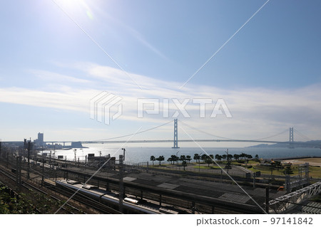 Scenery from JR Asagiri Station pedestrian bridge (Akashi City, Hyogo Prefecture, Japan) 97141842