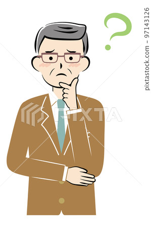A senior man in a suit who is worried 97143126