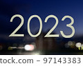[Background material] Night view and letters of 2023 97143383