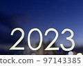 [Background material] Night view and letters of 2023 97143385