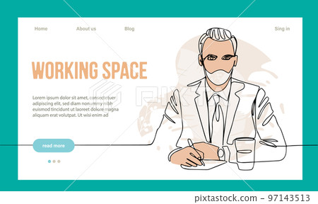 Coworking Space Landing Page Cartoon Template. Freelancers Team Working Online on Laptop. Business People Sharing Open Workspace. Outline Vector Illustration Coworking Space Landing Page Cartoon Template. Freelancers Team Working Online on Laptop. Business People Sharing Open Workspace. Outline Vector Illustration 97143513