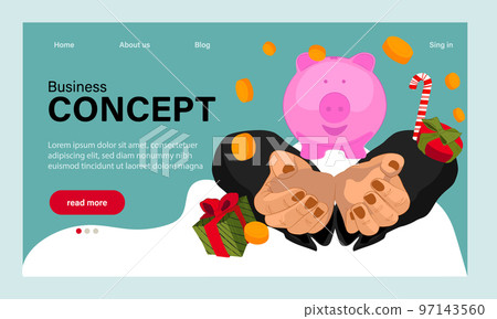 Winter End of Season Sale Background Design. Landing page template of Social media marketing. Modern flat design concept of web page design for website and mobile website. Easy to edit and customize 97143560