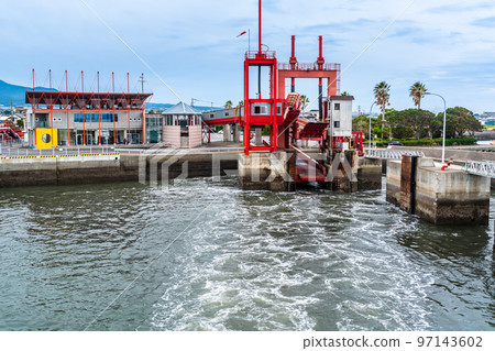 Ariake Ferry Departure from Tabira Port [Unzen City, Nagasaki Prefecture] 97143602