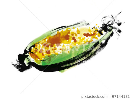 手繪日式插畫的玉米 97144181