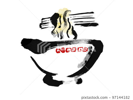 從側面看拉麵的手繪日式插圖 97144182