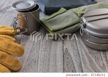 Outdoor camping equipment close-up wood grain background material Outdoor camping equipment close-up wood grain background material 97146251