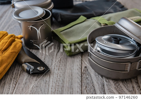 Outdoor camping equipment close-up wood grain background material Outdoor camping equipment close-up wood grain background material 97146260