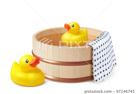 Bath tub duck illustration realistic 97146745
