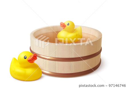 Bath tub duck illustration real 97146746