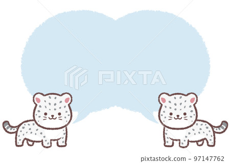 Multiple snow leopard cubs and speech bubble 97147762