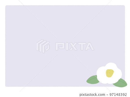 手繪白色山茶花是可愛平靜的彩色插圖-明信片比例 97148392