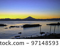 Beautiful vivid Mt.Fuji and sky seen from Morito coast in Hayama 97148593