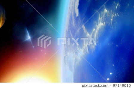 夢幻般美麗的宇宙背景素材 97149010