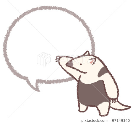 Guidance of South Korean anteater and speech bubble line drawing Guidance of South Korean anteater and speech bubble line drawing 97149340
