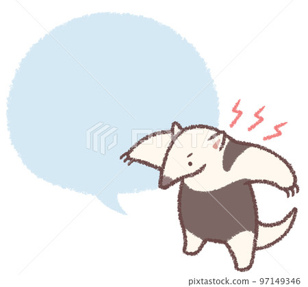 帶有符號和對話泡泡的威脅性南方食蟻獸 97149346