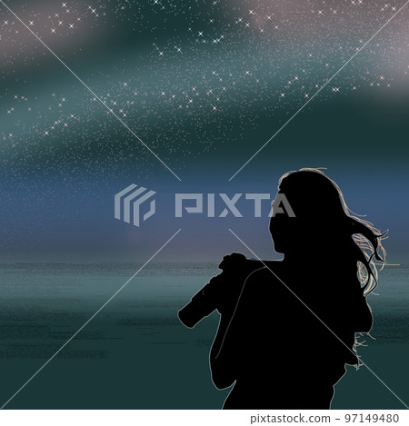 Camera girl camera landscape starry sky sunset morning sun girl woman background illustration Camera girl camera landscape starry sky sunset morning sun girl woman background illustration 97149480