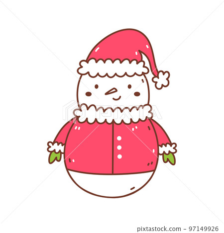 Cute snowman in a Christmas costume 97149926