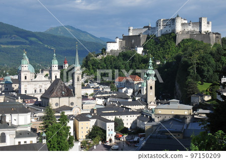 Salzburg, Austria, view from Mönchsberg hill, Hohensalzburg Fortress Salzburg, Austria, view from Mönchsberg hill, Hohensalzburg Fortress 97150209