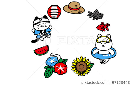 貓狗英文夏日八月畫框（簡單） 97150448