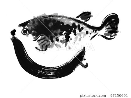 手繪日式插畫的河豚 手繪日式插畫的河豚 97150691