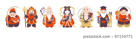 Seven Lucky Gods Set Simple Color 97150771
